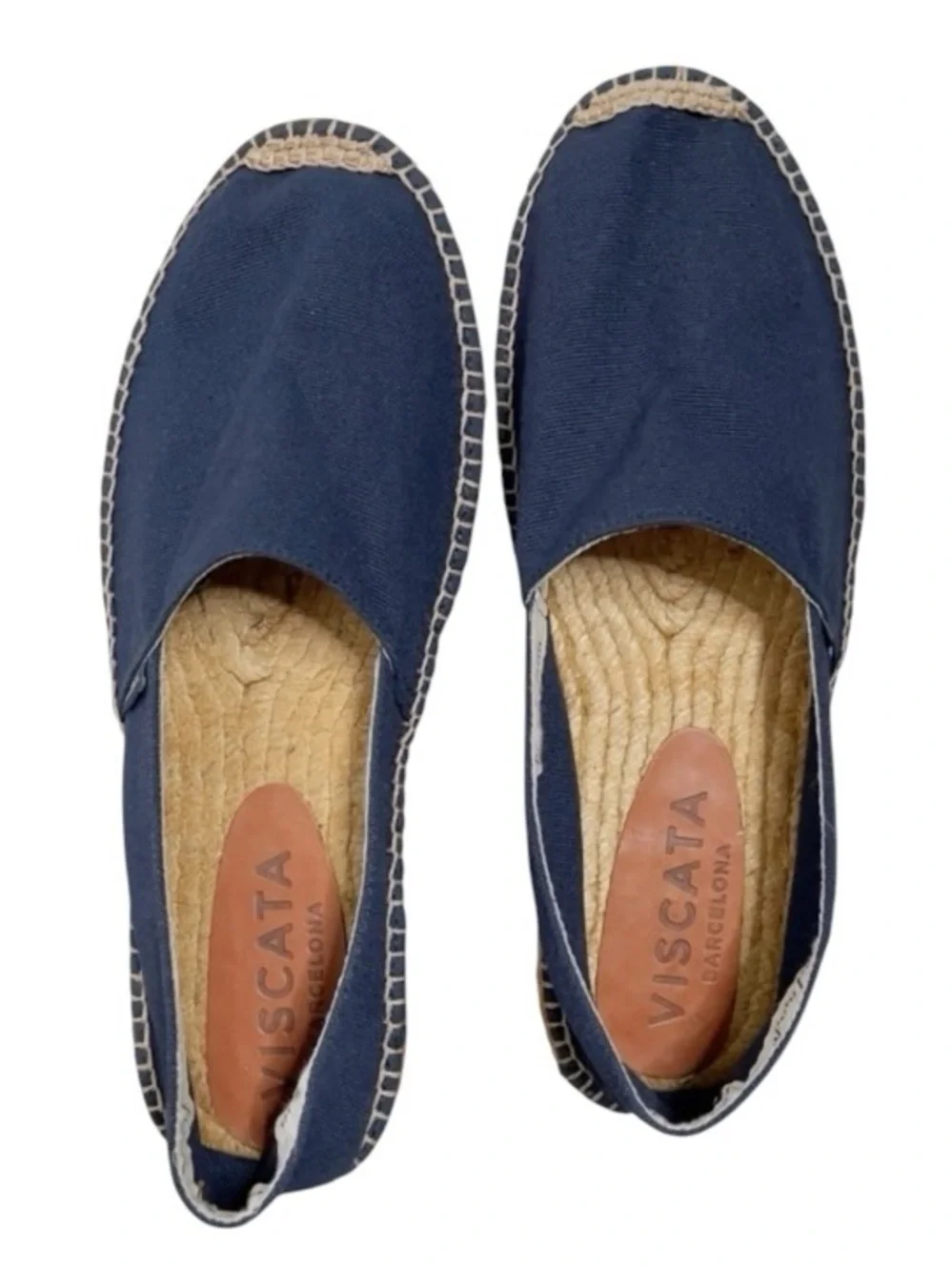 Viscata Barcelona Womens Espadrille Flats Size 11 Navy Canvas Slip On Shoes New